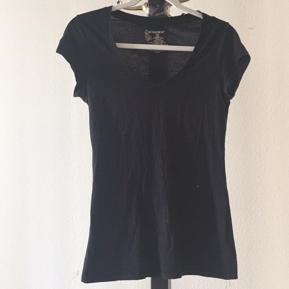Black V-Neck Fitted Tee
